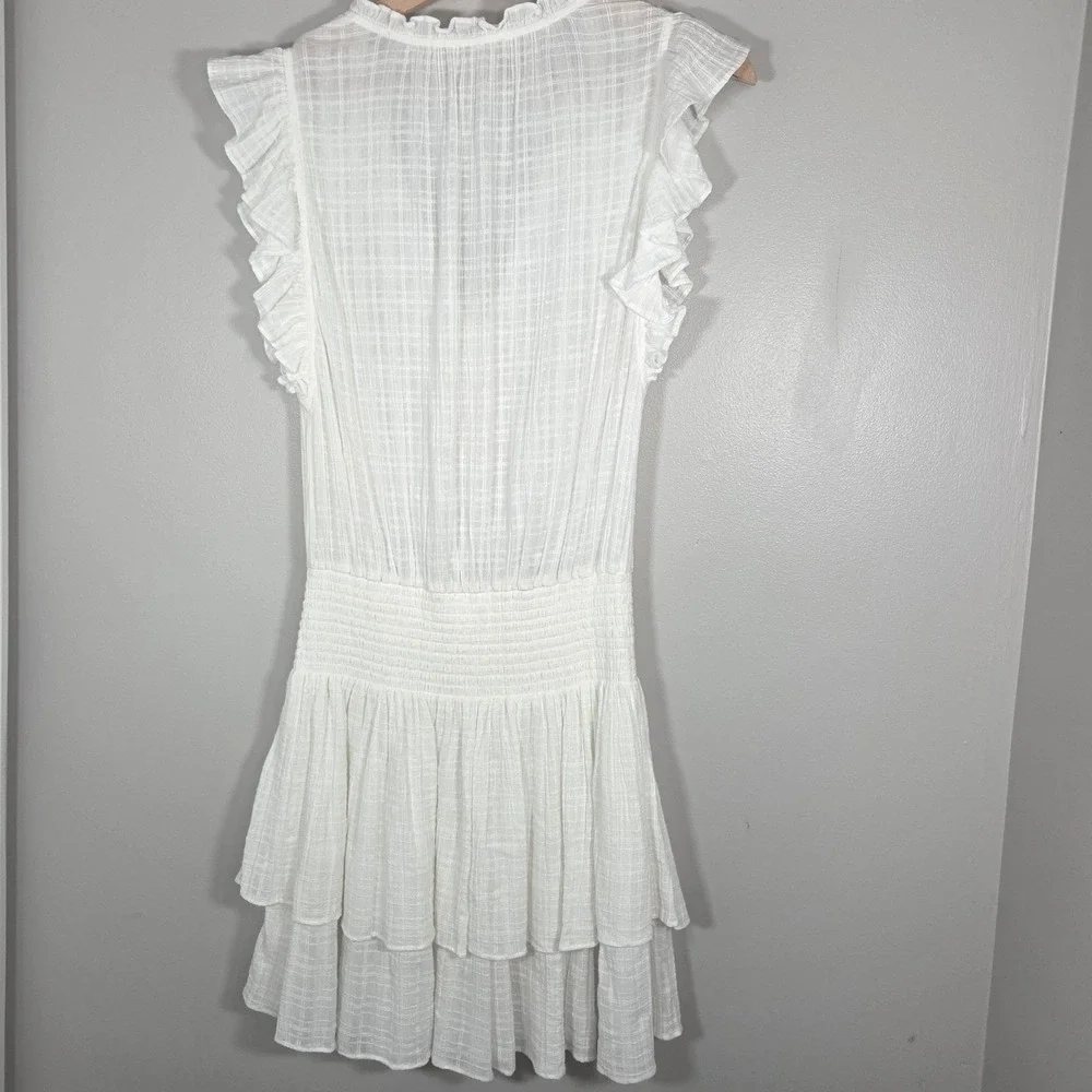Ramy Brook White Cotton Flutter Sleeve Mini Dress Women's M Bridal Shower Reso